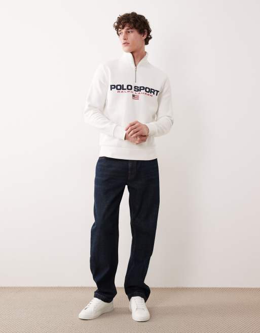 Polo Ralph Lauren - Sport - Sweat à col zippé et logo drapeau - Blanc, 3 de 5
