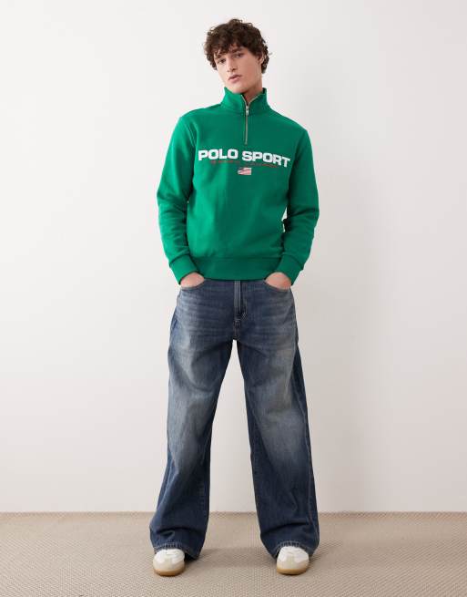 Polo Ralph Lauren - Sport - Sweat à col zippé et logo drapeau - Vert, 2 de 5