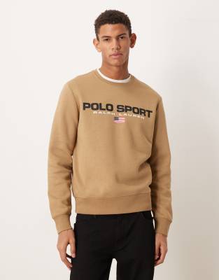 Polo Ralph Lauren - Sport - Sweat à logo drapeau - Kaki beige-Neutre