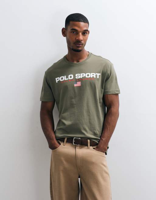 Polo Ralph Lauren Sport t-shirt in washed khaki, 3 of 5