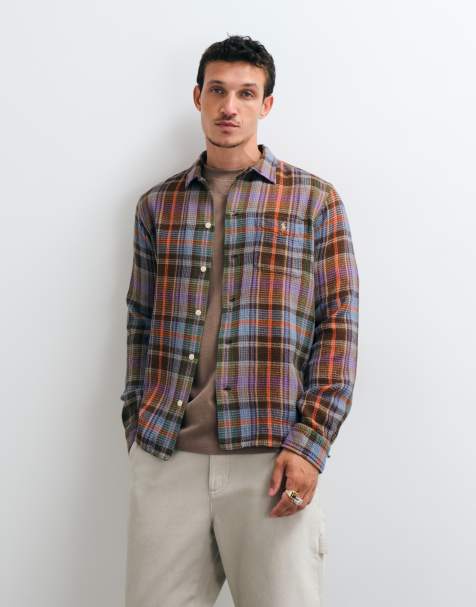 Polo Ralph Lauren Sport tartan print shirt in brown and blue - view 1