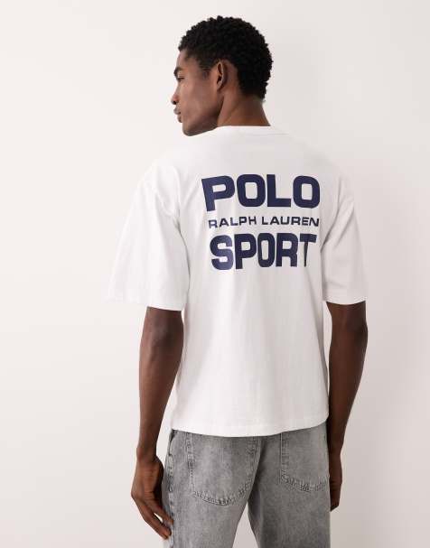 Polo Ralph Lauren – Sport – Vit, avslappnad t-shirt i kraftigt material med tryck baktill - view 1