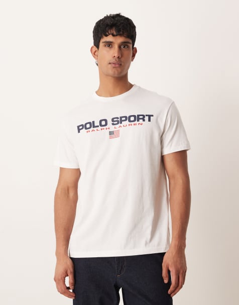Polo Ralph Lauren – Sport – Vit t-shirt med klassisk passform och flagglogga framtill - view 1