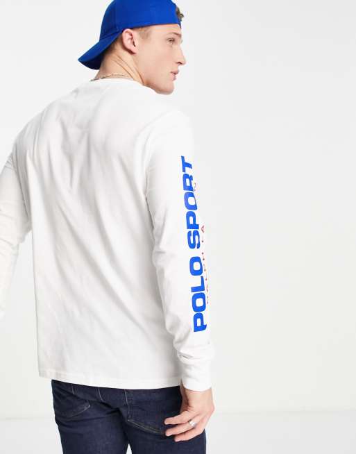 Polo Ralph Lauren Sports capsule arm logo long sleeve top in white