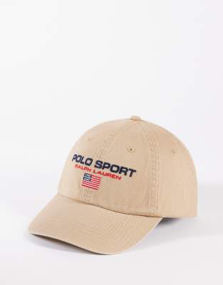 Polo Ralph Lauren - Sports Capsule - Casquette de baseball à logo drapeau - Kaki vintage-Rouge