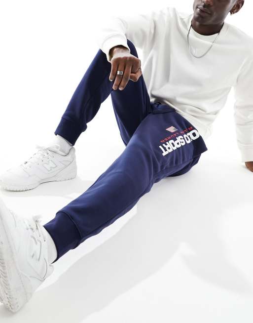 Polo Ralph Lauren Sports capsule flag logo cuffed joggers in navy