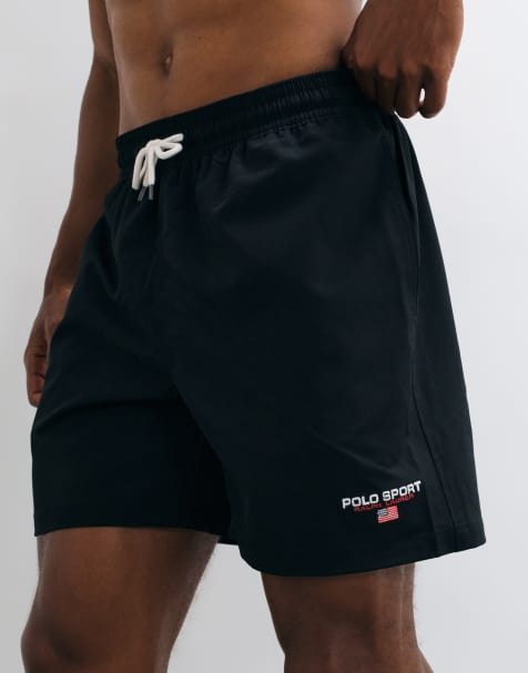 Polo Ralph Lauren Sports Capsule flag logo swim trunk in polo black