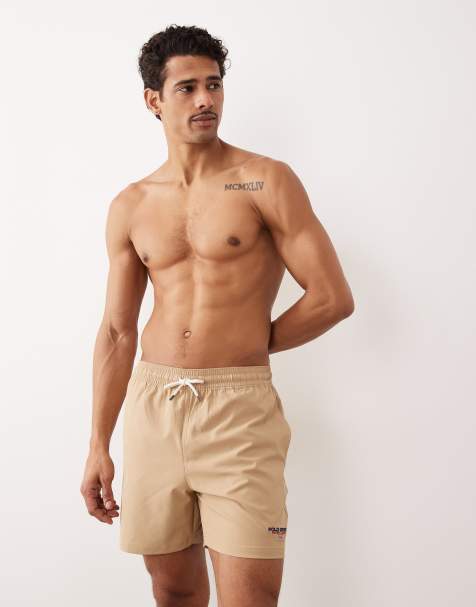 Polo Ralph Lauren Sports Capsule flag logo swim trunk in vintage khaki - view 1