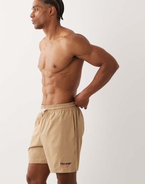 Polo Ralph Lauren Sports Capsule flag logo swim trunks in vintage khaki - view 1