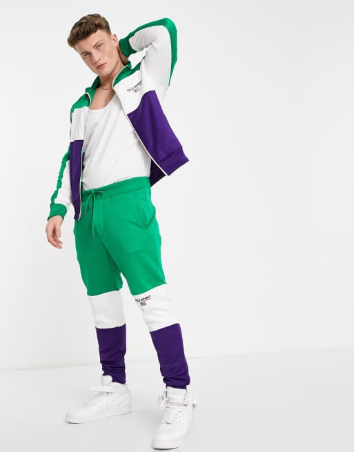 Polo Ralph Lauren - Sports Capsule - Joggers sportivi con fondo elasticizzato in tricot colorblock verde multicolore in coordinato