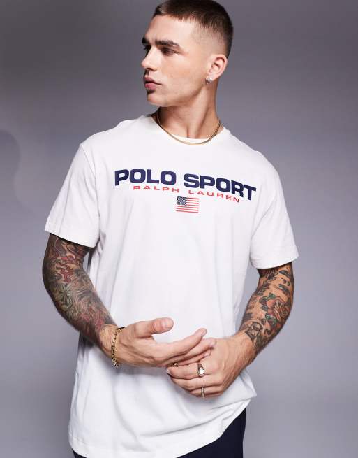 Polo Ralph Lauren Sports Capsule logo t shirt in cream ASOS