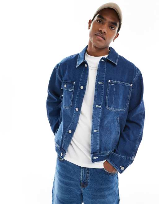 Polo Ralph Lauren Sports Capsule logo workwear denim trucker jacket in mid  wash blue