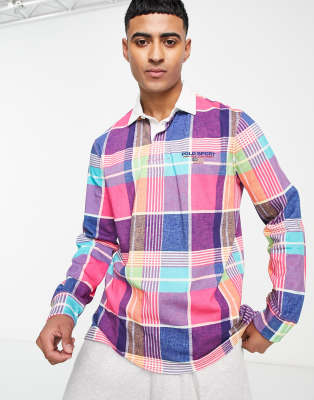 Polo Ralph Lauren Sports capsule madras check print rugby polo in pink - ASOS Price Checker