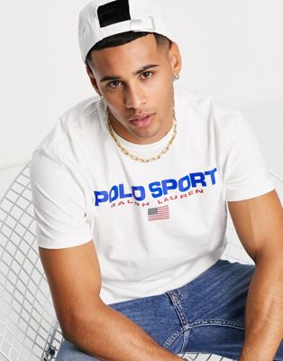 Polo Ralph Lauren Sports capsule front print t-shirt in white - ASOS Price Checker