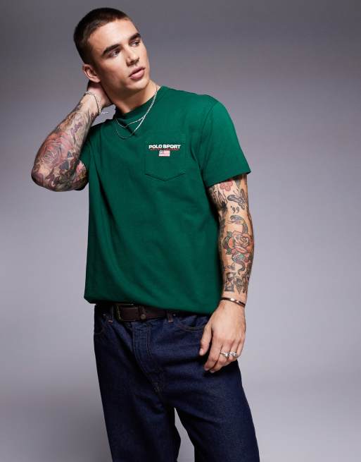 Polo Ralph Lauren - Sports Capsule - T-shirt verde con logo sulla tasca