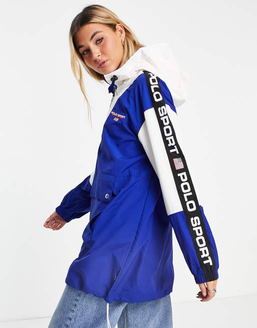 Polo Ralph Lauren Sports Coupe vent effet color block avec bande logo Bleu