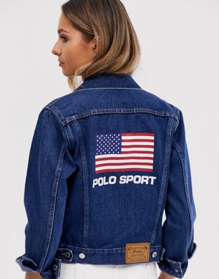 Polo Ralph Lauren – Sports – Jeansjacka med flagglogga-Blå