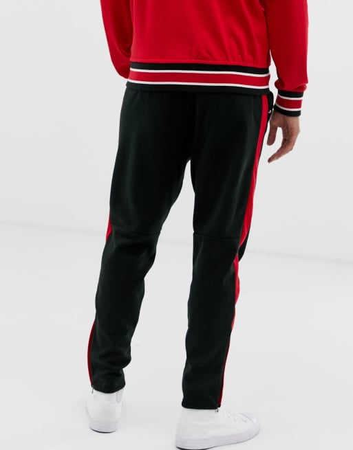 Raw Black Sweat Pants w/ Red Side Logo X-Large