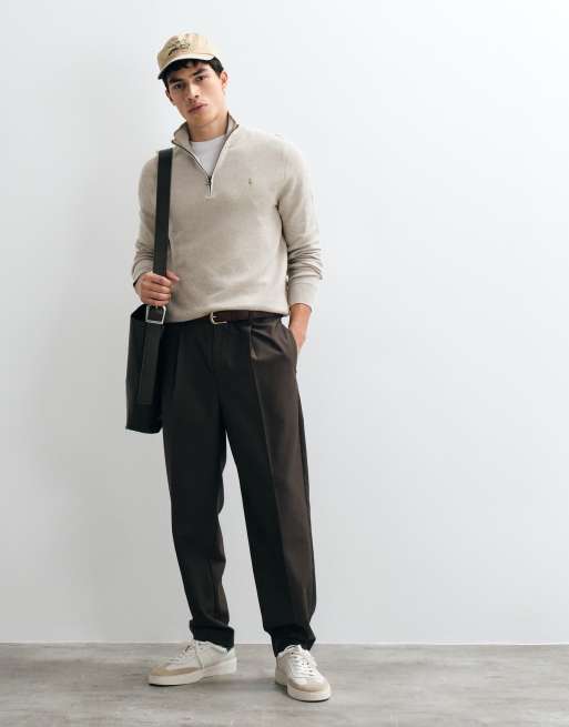 Polo Ralph Lauren standard fit half-zip sweater in light brown, 2 of 5