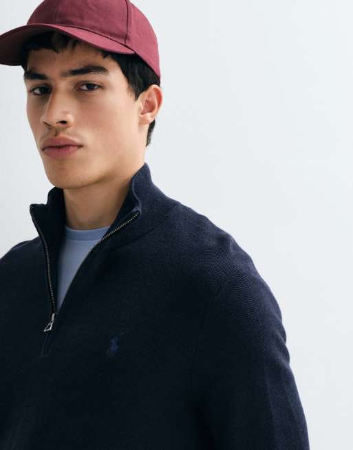 Polo Ralph Lauren – Standard-Fit-Pullover in Marineblau mit kurzem Reißverschluss, 4 von 5