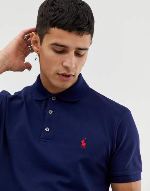 Polo Ralph Lauren stretch polo shirt in navy in slim fit | ASOS