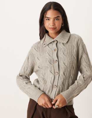 Polo Ralph Lauren - Strickjacke in Grau mit Zopfmuster