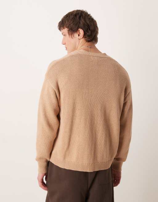 Polo Ralph Lauren – Strickjacke in Hellbraun mit Markenlogo, 3 von 5