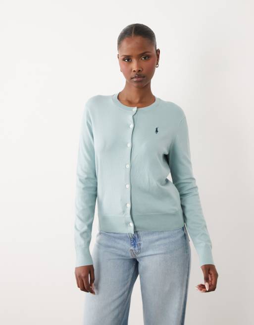Polo Ralph Lauren Strickjacke mit feinem Strick und Icon-Logo in Hellgrün, 3 von 4