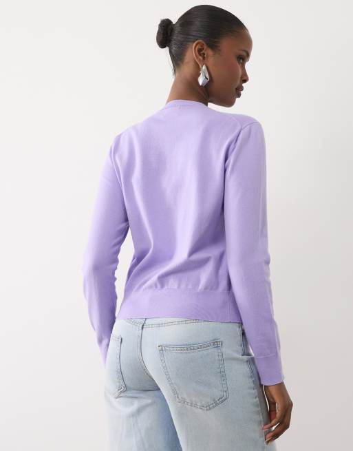 Polo Ralph Lauren Strickjacke mit Icon-Logo in Lavendel, 2 von 4