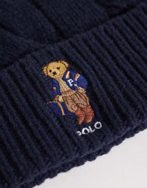 Polo Ralph Lauren – Strickmütze in Marineblau mit Bärenlogo, 2 von 3