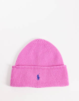 Polo Ralph Lauren - Strickmütze in Rosa mit Markenlogo