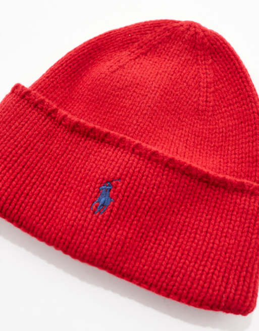 Polo Ralph Lauren – Strickmütze in Rot mit Polospieler-Logo, 2 von 4