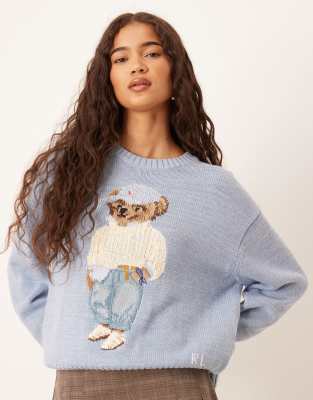 Polo Ralph Lauren - Strickpullover in Blau mit Bear-Logo