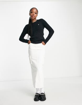 Polo Ralph Lauren - Strickpullover in Schwarz mit Zopfmuster