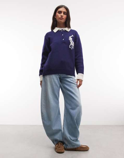 Polo Ralph Lauren strikket rugby med stor pony i navy - view 1