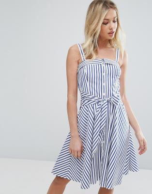 ralph lauren blue and white striped dress