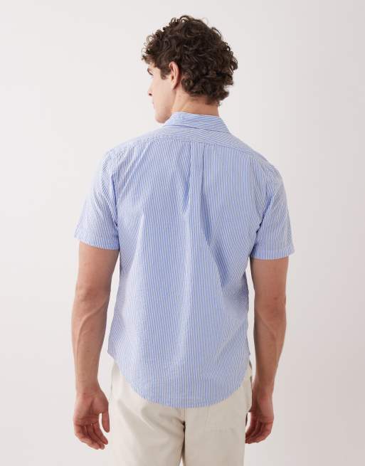 Polo Ralph Lauren stripe open collar shirt in blue, 3 of 5