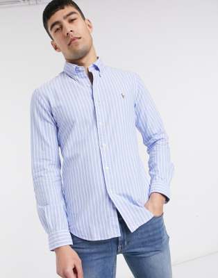 polo ralph lauren slim fit striped oxford shirt