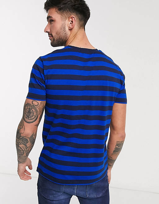 Polo Ralph Lauren stripe player logo t-shirt in blue/navy