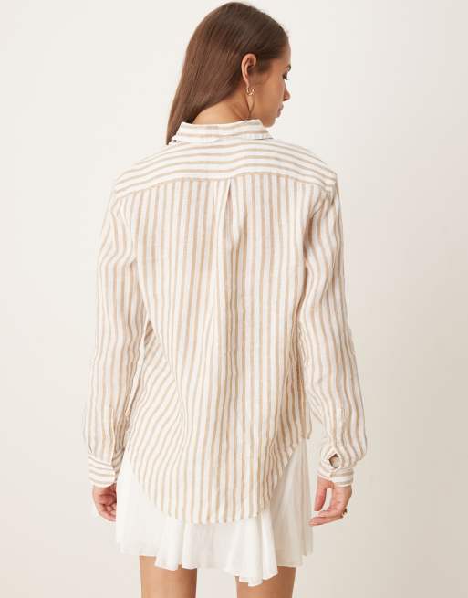 Polo Ralph Lauren stripe shirt in tan and white, 3 of 4