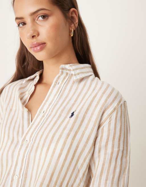Polo Ralph Lauren stripe shirt in tan and white, 4 of 4
