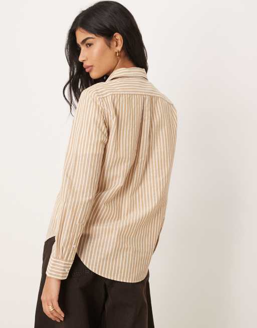 Polo Ralph Lauren stripe shirt in tan and white, 4 of 4