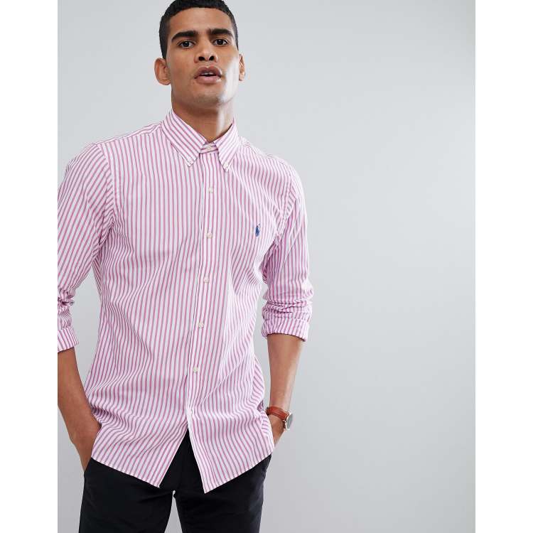 Polo ralph lauren pink cheap striped shirt