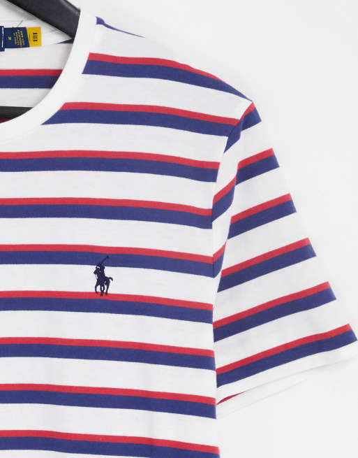 Polo Ralph Lauren stripe t-shirt in white/red with pony logo | ASOS