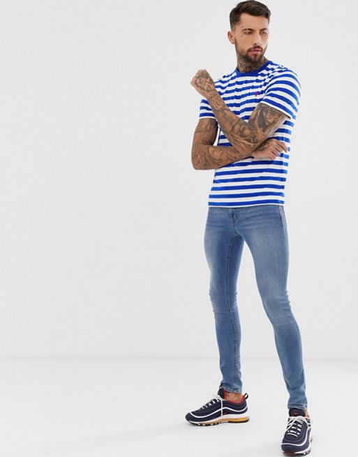 Polo Ralph Lauren Stripe T Shirt With Icon Logo In Bluewhite, $59, Asos