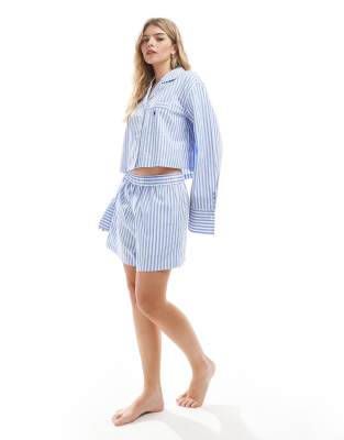 Polo Ralph Lauren Striped Cropped Shirt And Boxers Pajama Set