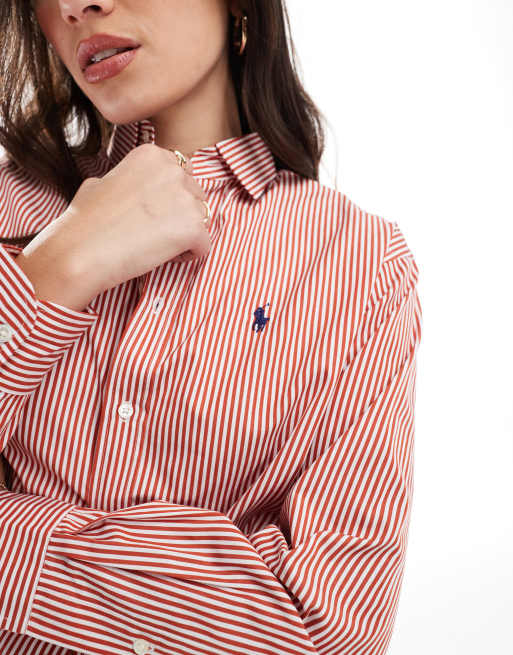 Polo Ralph Lauren striped shirt wih logo in red and white ASOS