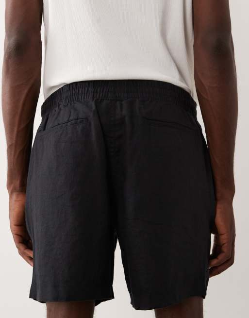 Polo Ralph Lauren – Stückgefärbte Leinen-Shorts in Schwarz, 4 von 5