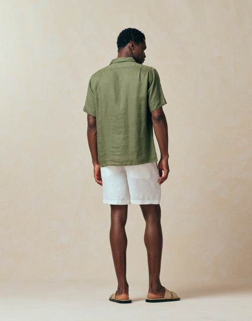 Polo Ralph Lauren – Stückgefärbte Leinen-Shorts in Weiß, 4 von 5