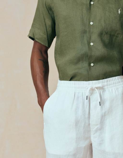 Polo Ralph Lauren – Stückgefärbte Leinen-Shorts in Weiß, 5 von 5